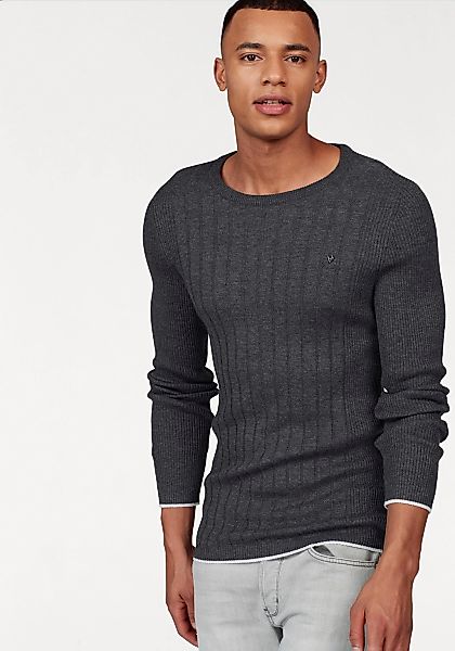 Bruno Banani Rundhalspullover, in Rippoptik günstig online kaufen