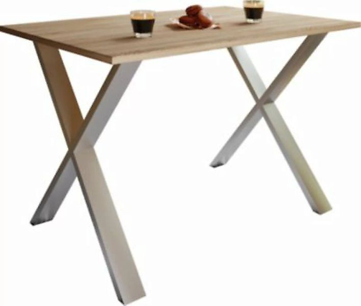 VCM Premium Holz Esstisch Küchentisch Speisetisch Tisch Xona X Silber braun günstig online kaufen