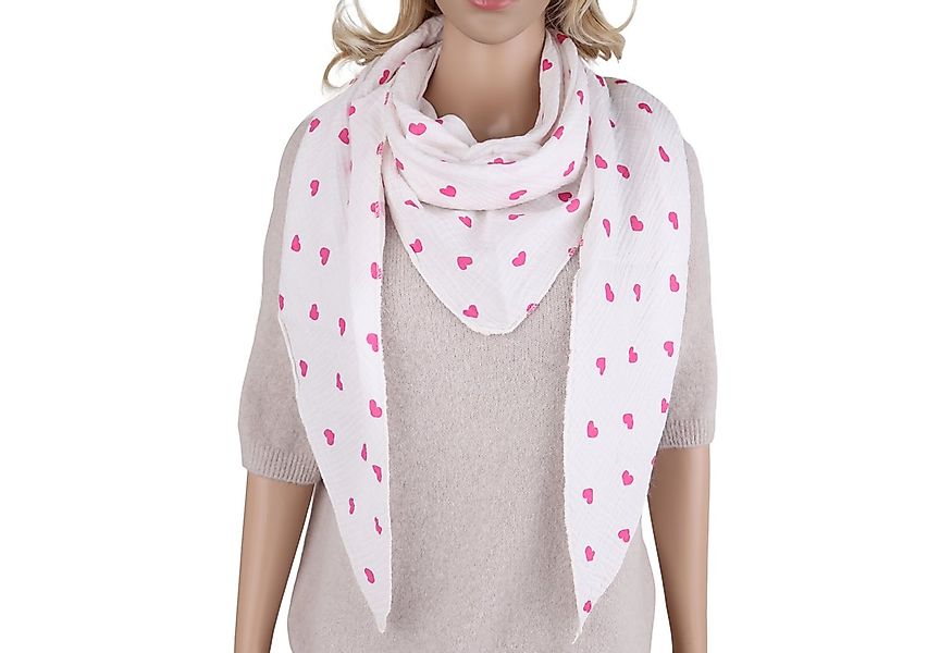 MIRROSI Dreieckstuch Aus Musellin Dreiecksschal ca.195x80 cm, Herz Print Ma günstig online kaufen