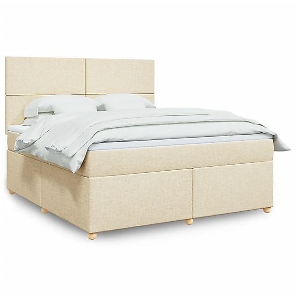 vidaXL Boxspringbett, Boxspringbett mit Matratze Creme 180x200 cm Stoff günstig online kaufen