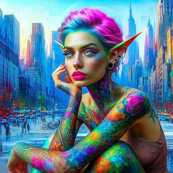 queence Acrylglasbild "Stadtelfen - Katharina Kolenda", Frau-Fantasy-Amerik günstig online kaufen