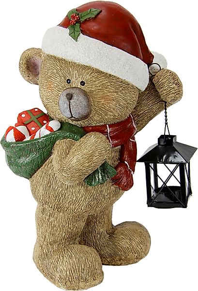 I.GE.A. Dekofigur "Bär mit Lampe" Figur Statue Weihnachtsfigur Ornament Wei günstig online kaufen