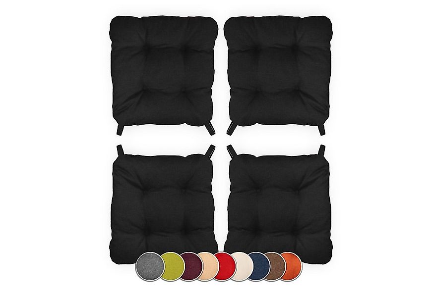 sunnypillow Stuhlkissen 4er Set Stuhlkissen mit Klettverschluss Maße: 40/35 günstig online kaufen