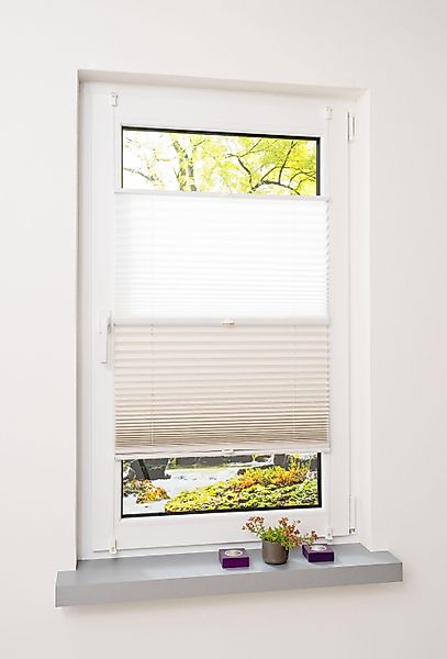 Liedeco Plissee "Day & Night" Lichtschutz ohne Bohren verspannt Faltenstore günstig online kaufen