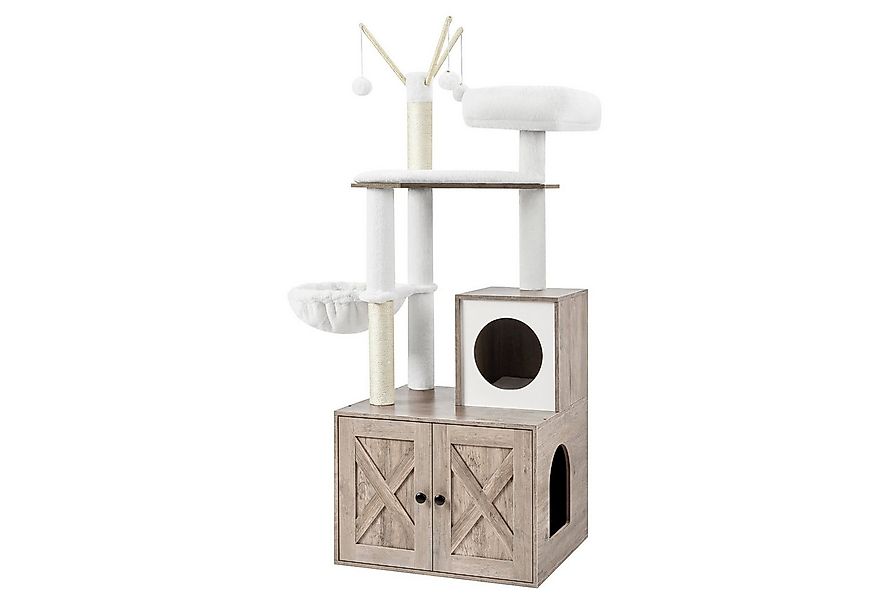 FEANDREA Kratzbaum, mit Katzenklo-Schrank abnehmbaren Plüschbällen 140 cm günstig online kaufen
