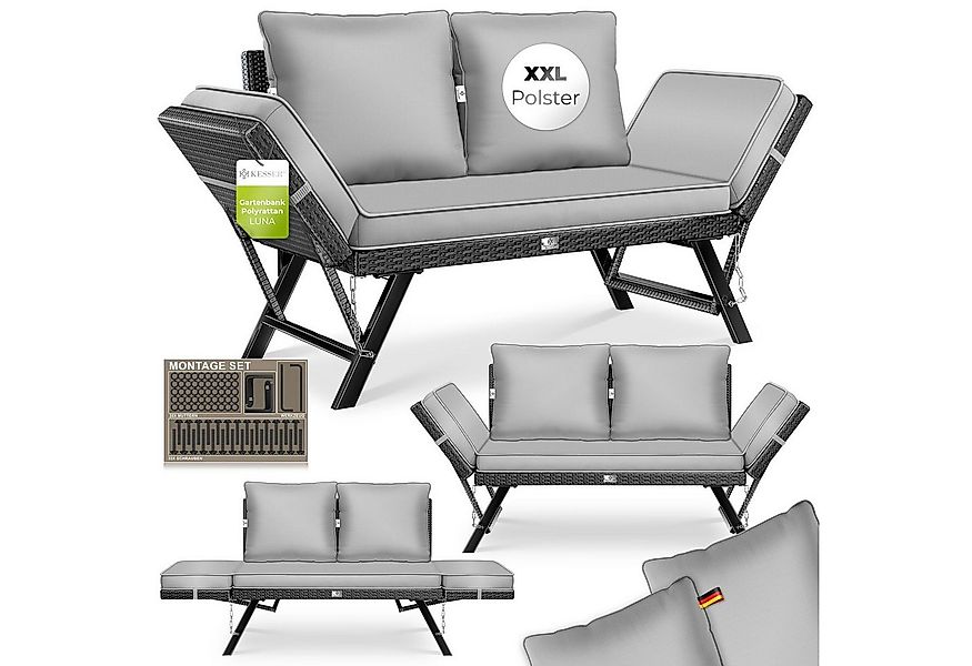 KESSER Gartenbank Polyrattan Gartensofa 4-in-1 mit Liegefunktion & Verstell günstig online kaufen