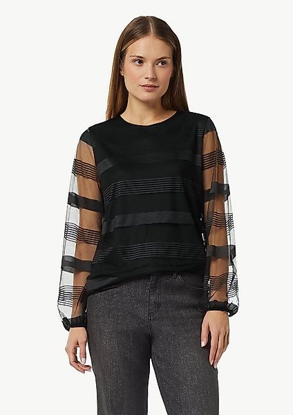 comma Langarmshirt T-Shirt Gestreiftes Mesh-Shirt günstig online kaufen