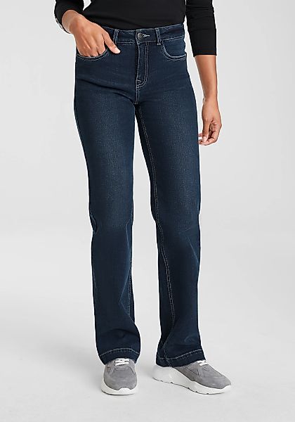 Arizona Gerade Jeans weite Beinform, Used-Look-Waschung, günstig online kaufen