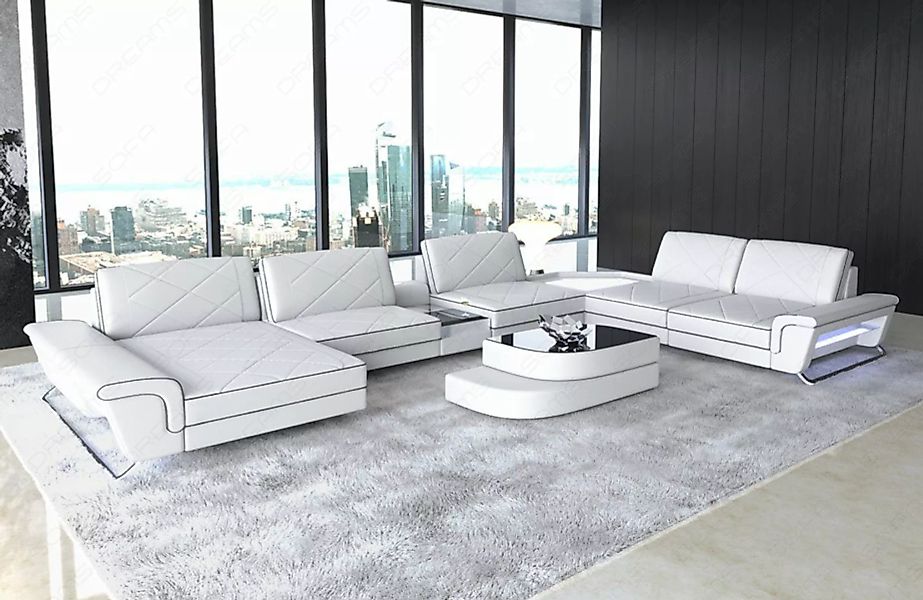 Sofa Dreams Wohnlandschaft Ledersofa Couch Ferrara XXL Leder Sofa mit, USB, günstig online kaufen