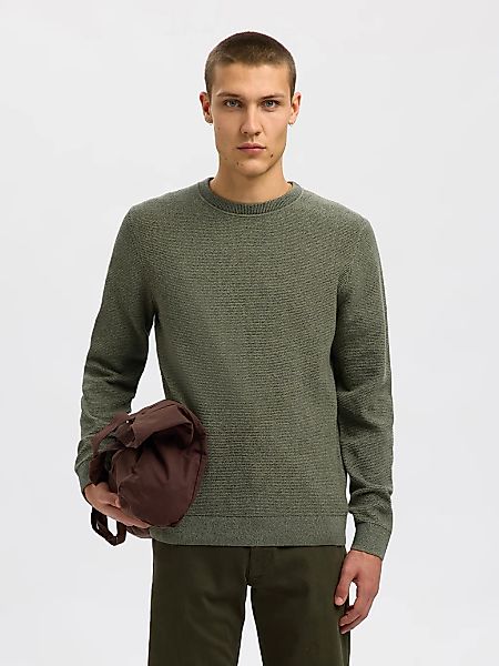 SELECTED Rundhalspullover "SLHROSS LS KNIT STRUCTURE CREW NECK NOOS" Baumwo günstig online kaufen