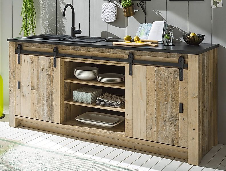 Furn.Design Spülenunterschrank Stove (Küchenschrank in Used Wood Vintage, 2 günstig online kaufen