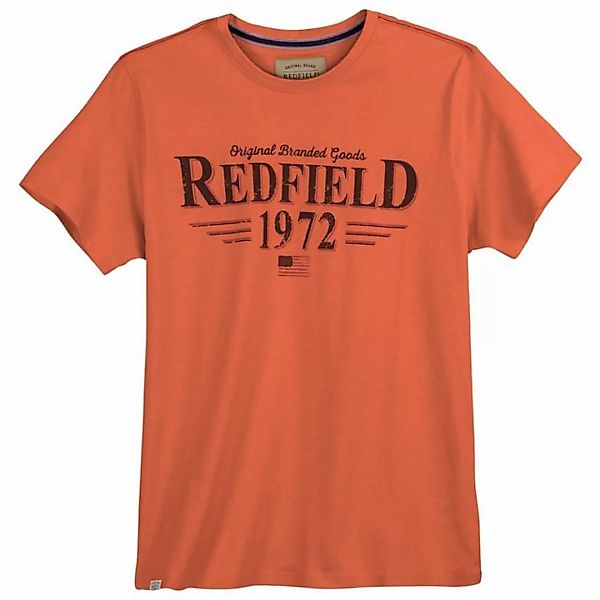 redfield Rundhalsshirt Große Größen Herren T-Shirt koralle cooler Logo-Prin günstig online kaufen