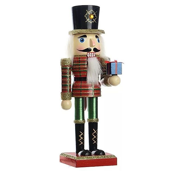 Nussknacker Figur Weihnachten mit Geschenk Nußknacker Husar Holz 25cm günstig online kaufen
