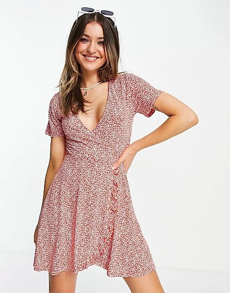 Pull&Bear – Geblümtes Kleid in Rosa günstig online kaufen