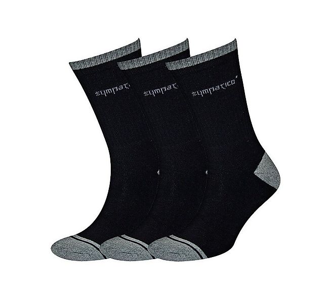 Sympatico Tennissocken Crew (Baumwolle) schwarz - 3 Paar günstig online kaufen