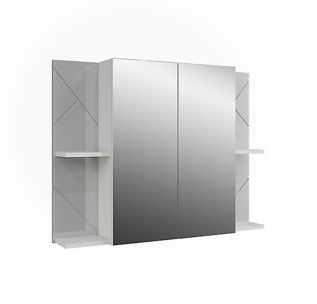 Vicco Badezimmerspiegelschrank Irma, Weiß/Weiß Hochglanz, 100 x 75 cm mit 2 günstig online kaufen