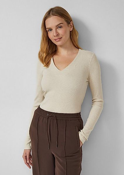 s.Oliver Langarmshirt T-Shirt Geripptes Longsleeve mit V-Ausschnitt günstig online kaufen