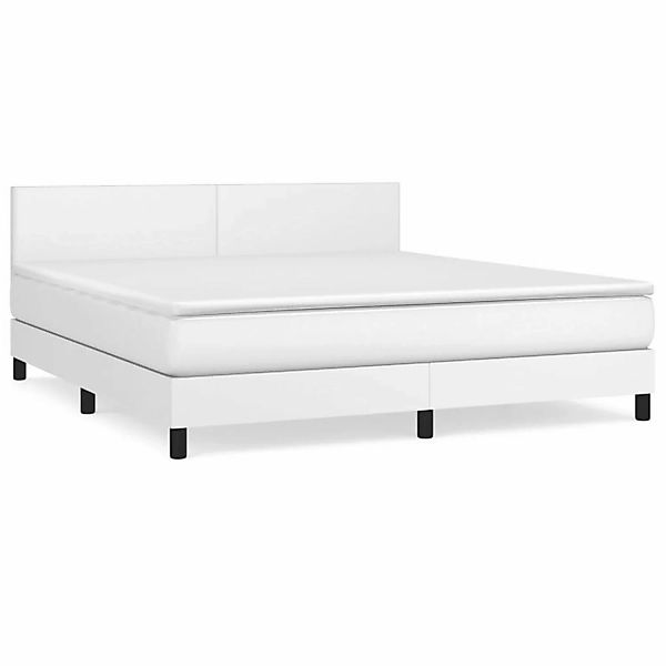 vidaXL Boxspringbett mit Matratze Weiß 160x200 cm Kunstleder1389726 günstig online kaufen