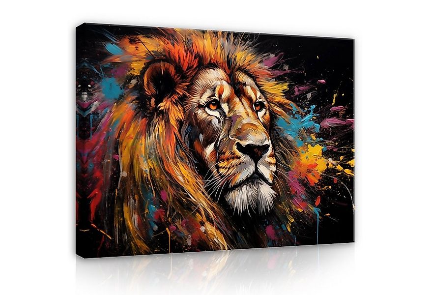 Wallarena Leinwandbild Löwe Gemalt Tiere Abstrakt Wandbild Groß Kunstdruck günstig online kaufen