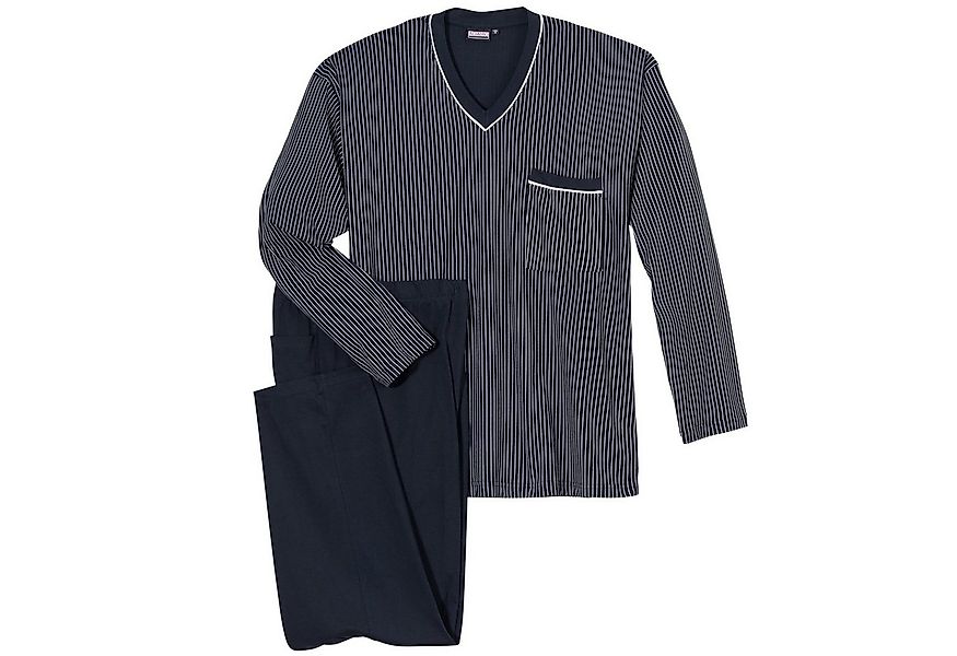 ADAMO Pyjama Adamo Pyjama dunkelblau-weiß gestreift Übergröße (2 tlg) günstig online kaufen