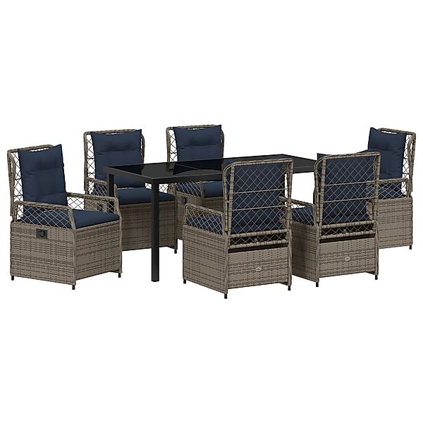 vidaXL Garten Essgruppe 7-Tlg Grau Poly Rattan 3381055 günstig online kaufen