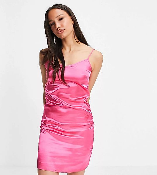 Urban Threads Tall – Satin-Minikleid in Pink mit Camisole-Trägern-Rosa günstig online kaufen