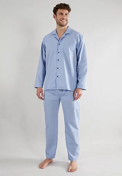 TOM TAILOR Pyjama, (2 tlg.), Knopfleiste, Langarm, V-Kragen, lange Hose, kü günstig online kaufen