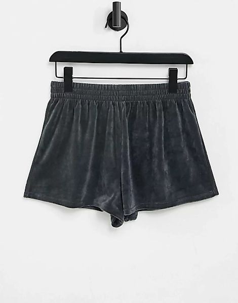 ASOS DESIGN – Mix & Match – Lounge-Shorts aus Velours in Anthrazit-Grau günstig online kaufen