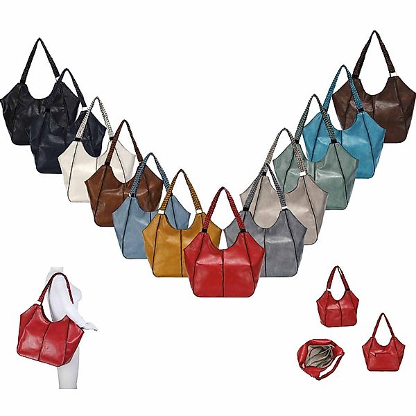 ITALYSHOP24 Schultertasche Damen XXL FLECHTOPTIK Hand-Tasche Shopper Busine günstig online kaufen