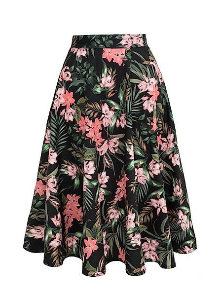 Hell Bunny A-Linien-Rock Calypso 50's Tropical Swing Skirt Vintage Blumenmu günstig online kaufen