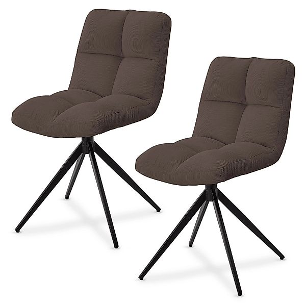 Juskys Drehstuhl Dallas 2er Set Cord Braun günstig online kaufen
