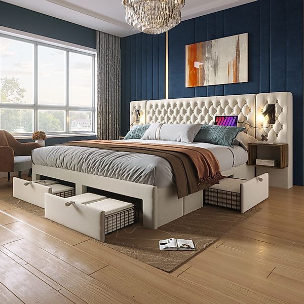 STILVORA Polsterbett Stauraumbett 180×200 Doppelbett Jugendbett günstig online kaufen