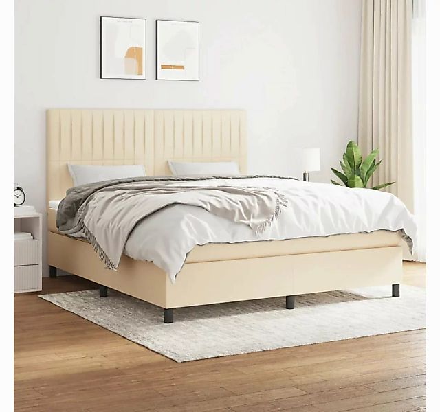 vidaXL Boxspringbett Boxspringbett mit Matratze Creme 160x200 cm Stoff Bett günstig online kaufen