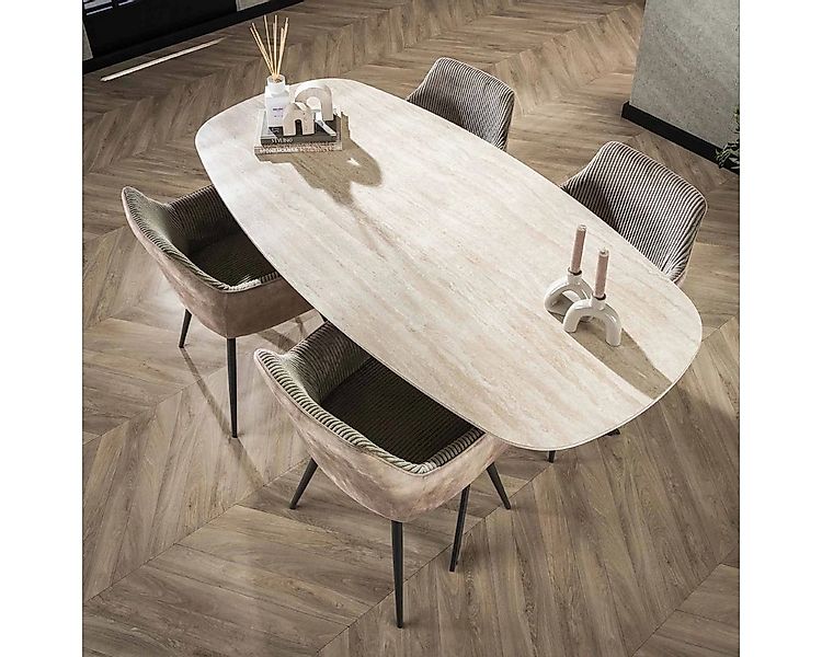 LEVEN Lifestyle Esstisch Esszimmertisch dänisch oval Keramik Travertin Opti günstig online kaufen