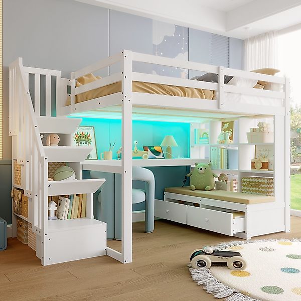 Merax Hochbett 140x200 mit LED (1-St., günstig online kaufen