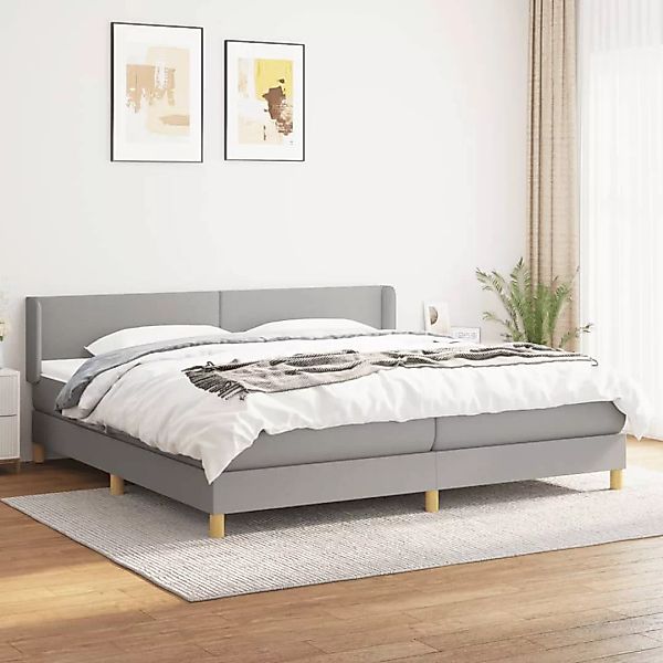 vidaXL Boxspringbett Boxspringbett mit Matratze Hellgrau 200x200 cm Stoff B günstig online kaufen