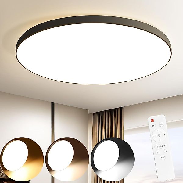 ZMH LED Deckenleuchte Wohnzimmer Rund Schwarz/Weiß günstig online kaufen