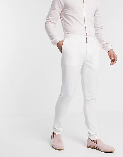 ASOS DESIGN – Wedding – Sehr enge Anzughose in Weiß günstig online kaufen
