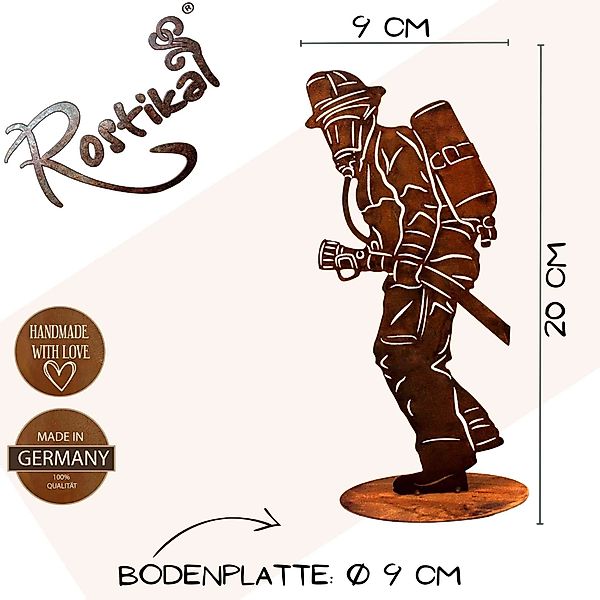 Rostikal Dekofigur Feuerwehrmann Gartendeko Rost Deko, günstig online kaufen