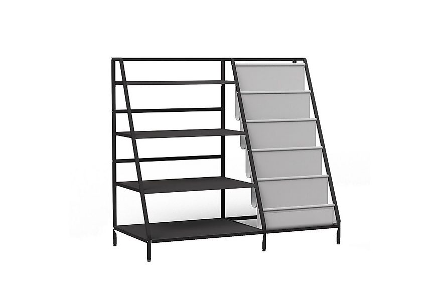 radelldar Kinderregal Bücherregal, mit 4 Fächern & 5 Taschen, Metall, 90x40 günstig online kaufen