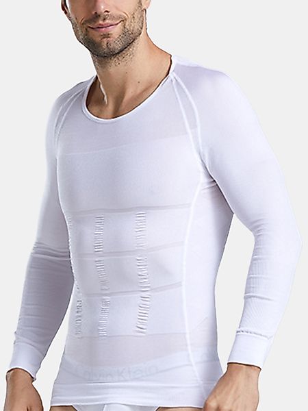 Mens Abdomen Control Skinny Shapewear Shirts Langarm Sport Bodybuilding Unt günstig online kaufen