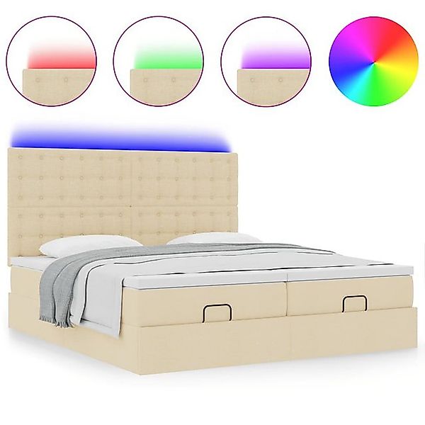 vidaXL Bett Ottoman-Bett mit Matratzen & LEDs Creme 180x200 cm Stoff günstig online kaufen