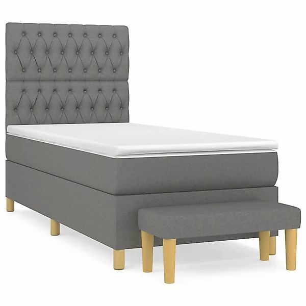 vidaXL Boxspringbett Boxspringbett mit Matratze Dunkelgrau 90x200 cm Stoff günstig online kaufen