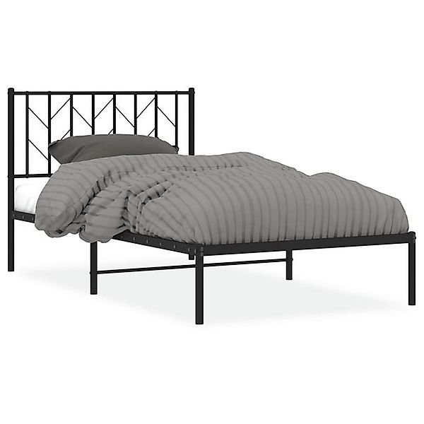 vidaXL Bettgestell, Bettrahmen mit Kopfteil Metall Schwarz 100x190 cm günstig online kaufen