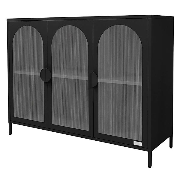 ML-Design Vitrinenschrank aus Stahl 120x93x40 cm Schwarz mit 3 Türen günstig online kaufen