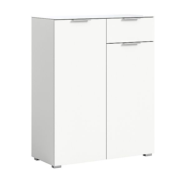 Inn.Furn Kommode Weiß 90 cm mit Glas und Soft-Close Riano günstig online kaufen