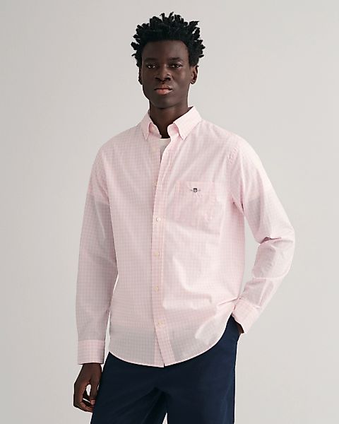 Gant Langarmhemd "REG POPLIN GINGHAM SHIRT" mit Logostickerei auf der Brust günstig online kaufen