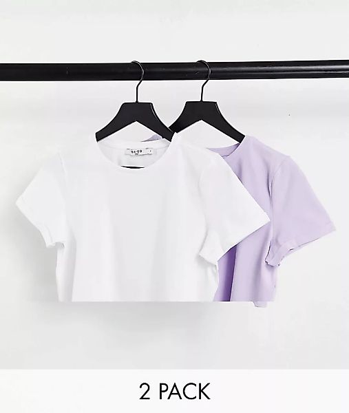 NA-KD – 2er-Pack T-Shirts in Flieder und Weiß-Mehrfarbig günstig online kaufen