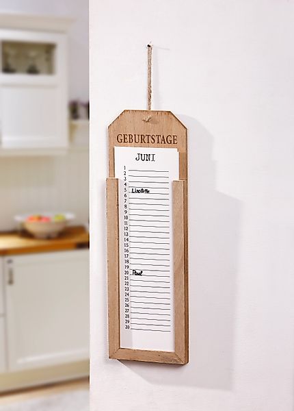 Frank Flechtwaren Memoboard, (1-tlg), Holz Geburtstagskalender günstig online kaufen