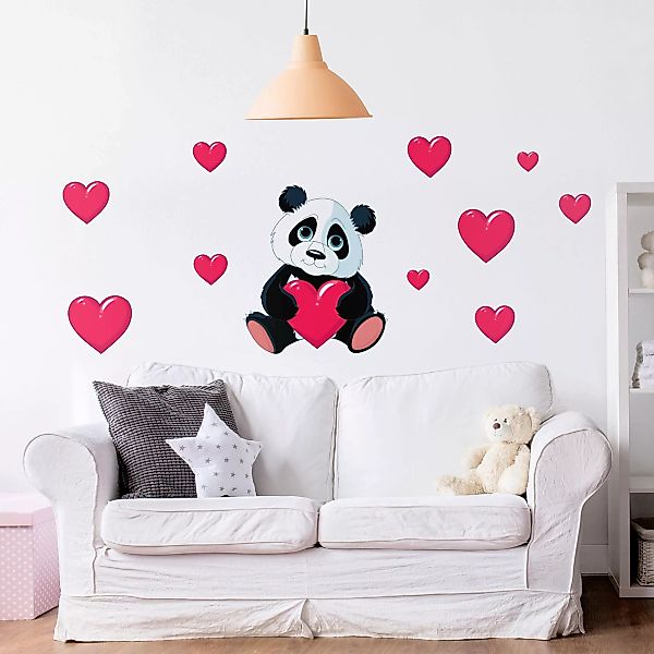 Wandtattoo Panda mit Herzen günstig online kaufen